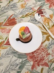 LongNap™ 1 Stück Tischdecke aus rechteckigem Leinen mit floralem Muster und 170GSM, Flecken resistent, faltenfreie dekorative elegante Tischabdeckung aus Stoff für das Esszimmer/Party/Buffet/Hochzeit