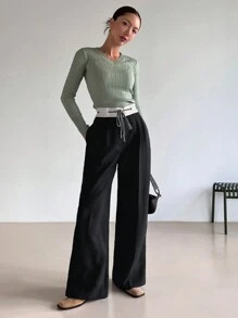 DAZY Women's Color-Block Strap Belt For Casual And Daily Wear With Suit Pants Business Attire - Black - View 2