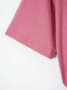 INAWLY Kaos Ukuran Plus Plain Casual - Berwarna merah muda - View 5