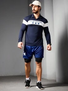 Manfinity Sport Corelite Boyfriend Style Men's Fashionable Loose Casual Long Sleeve Collar Turn-Down Sports Sweatshirt Boyfriend Style Men Sweatshirt