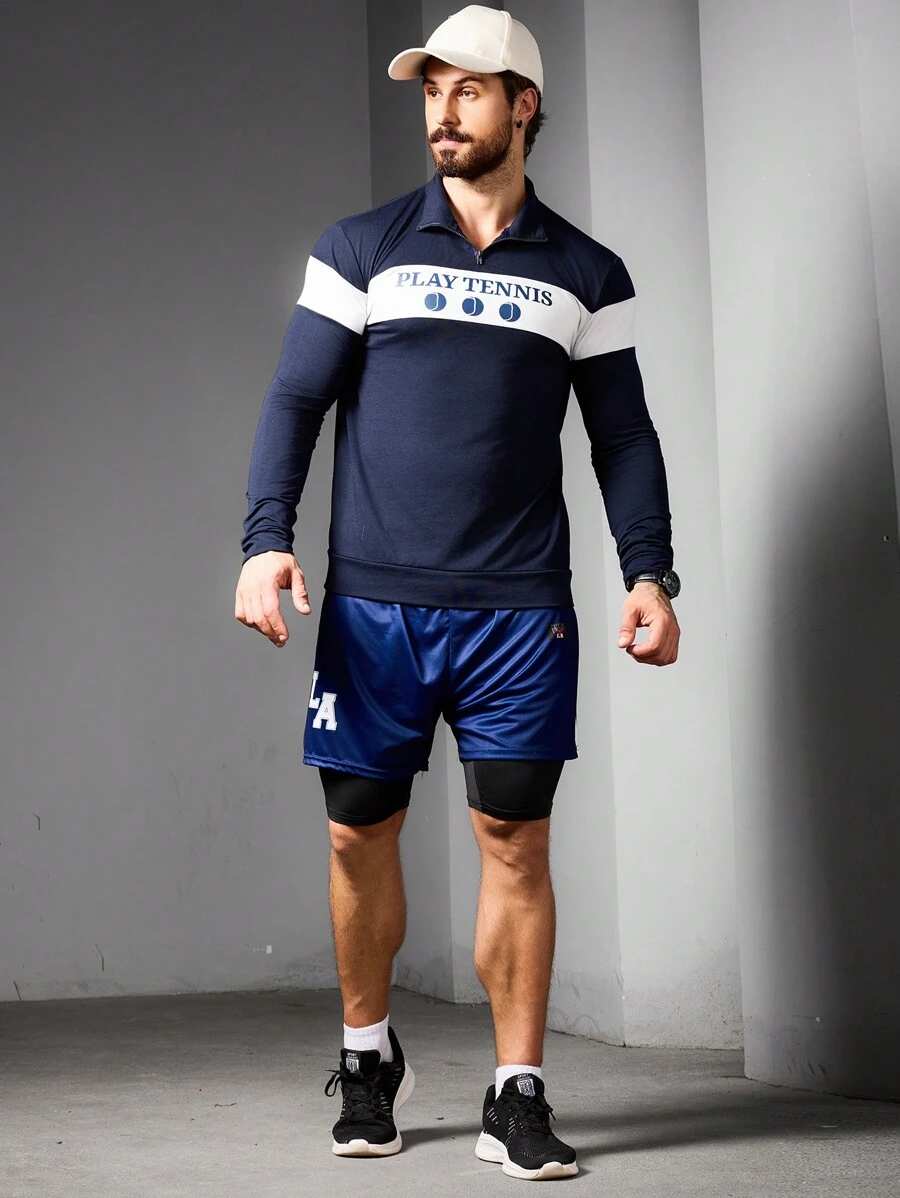 Manfinity Sport Corelite Boyfriend Style Men's Fashionable Loose Casual Long Sleeve Collar Turn-Down Sports Sweatshirt Boyfriend Style Men Sweatshirt