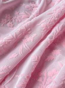 SHEIN Privé Top corto de manga princesa romántico y rosa para mujer - Rosa - Ver 8