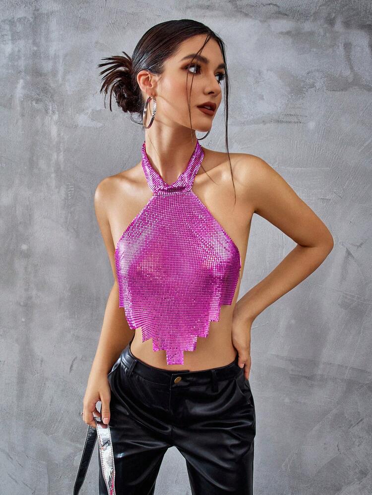 Metallic Flat Asymmetrical Design Tank Top