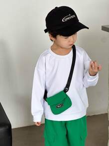 SHEIN Young Boy Solid Sweatshirt & Pants & Bag - Multicolor - View 5