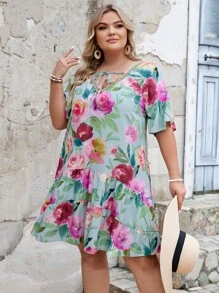 SHEIN VCAY Plus Size Nữ Váy in hoa thanh lịch - Nhiều màu - Xem 2
