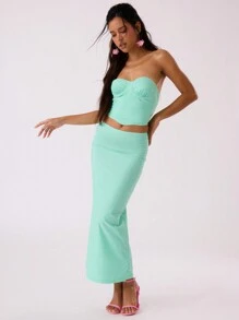 MUSERA Falda larga elegante y sexy de verano con ajuste ceñido y cremallera en la espalda