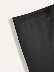 SHEIN LUNE Casual Knit Heart Pattern Skinny Long Leggings For Plus Size Women, Spring-Summer - Black - View 4