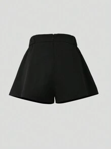 Lunelith SHEIN Lunessa Women Bow Detail Bow Decor Loose Wide Leg Shorts