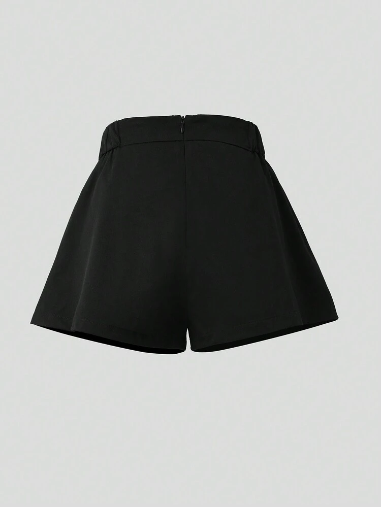 Women Bow Detail Bow Decor Loose Wide Leg Shorts