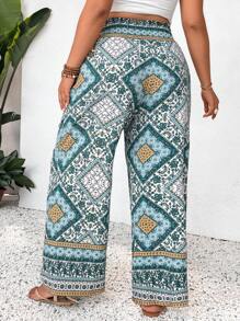 SHEIN Frenchy Cộng với kích thước quần ống đứng có diềm xếp nếp cho kỳ nghỉ - Nhiều màu - Xem 2