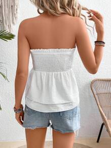 SHEIN VCAY Women's Holiday Casual Solid Texture Wrap Strapless Top