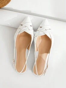 White Flat Banquet Shoes (Random Surface Pattern)