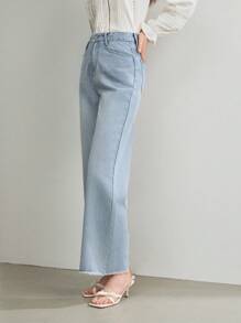 MOTF STUDIO SOLID RAW EDGE STRAIGHT LEG JEANS