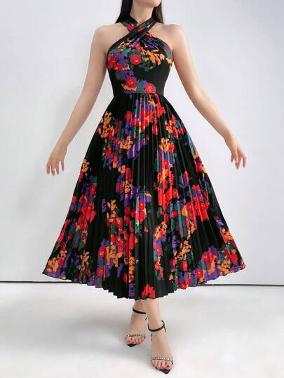 Modelyn Women's Colorful Floral Off Shoulder Printed Dress Long Evening Dresses
