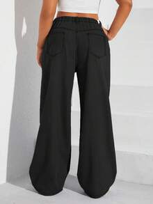 SHEIN EZwear Cộng với kích thước quần jean màu trơn thông thường phù hợp - màu đen - Xem 2