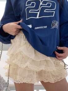 DAZY Women's Sweet Multilayer Mesh Skort For Summer