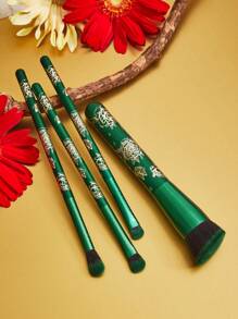 Frida Kahlo X SHEIN Flower Print Makeup Brush Set Of 4