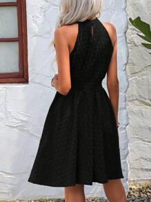 Breezaya Women's Fashionable Off-Shoulder A-Line Dress With Slim Waist - Black - View 2