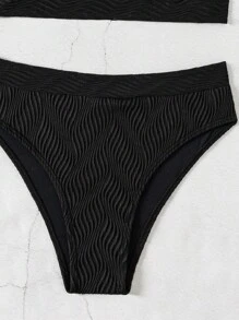 SHEIN Swim Women's Vacation Solid Color Halter Neck Tie Sexy Bikini Set, Two Pieces,Summer Beach - Black - View 8