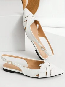White Flat Banquet Shoes (Random Surface Pattern)