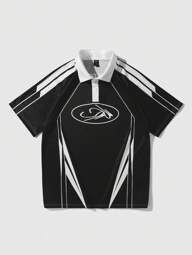 Prep Chemise de course pour hommes avec blocs de couleurs, convient pour le port quotidien au printemps et en été, école