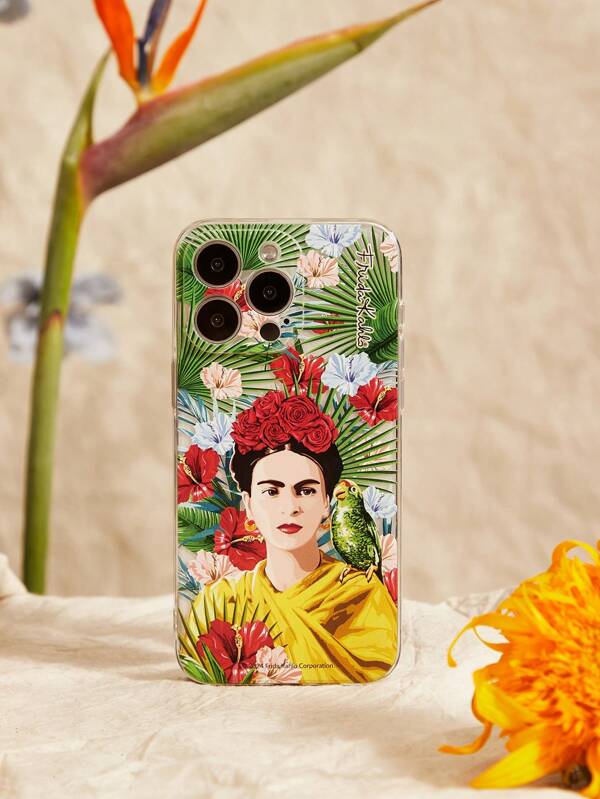 Frida Kahlo X SHEIN Husă pentru telefon cu caracter și imprimeu floral tropical