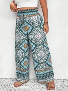SHEIN Frenchy Cộng với kích thước quần ống đứng có diềm xếp nếp cho kỳ nghỉ - Nhiều màu - Xem 6