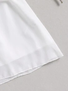 Young Girl Elegant Summer Tank Top & Contrast Lace Shorts - White - View 3
