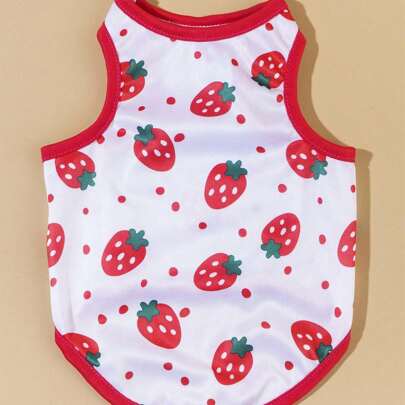 かわいいイチゴペットプリント 夏用フルーツベスト1枚