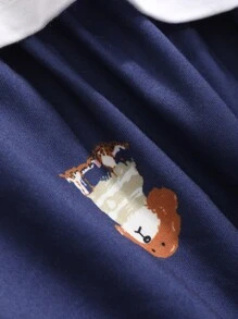 DAZY Cute Dog Printed Short Sleeve Top And Long Pants Pajama Set For Summer - White - View 9