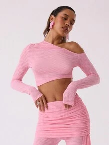 MUSERA Top de malha texturizada para o verão em Ibiza, perfeito para sair à noite, férias, primavera, verão, festivais e carnaval. - Rosa - Ver 1