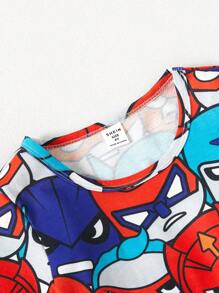 Bộ quần áo mặc nhà 2 món đơn giản dành cho trẻ em và quần short in hình anh hùng mùa hè - Nhiều màu - Xem 3