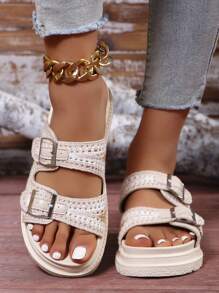 2024 Nouvelle arrivée de chaussures pour femmes de grande taille pour l'exportation de printemps, sandales épaisses d'automne de style européen et américain pour femmes à porter à l'extérieur sur la plage - Multicolore - Voir 3