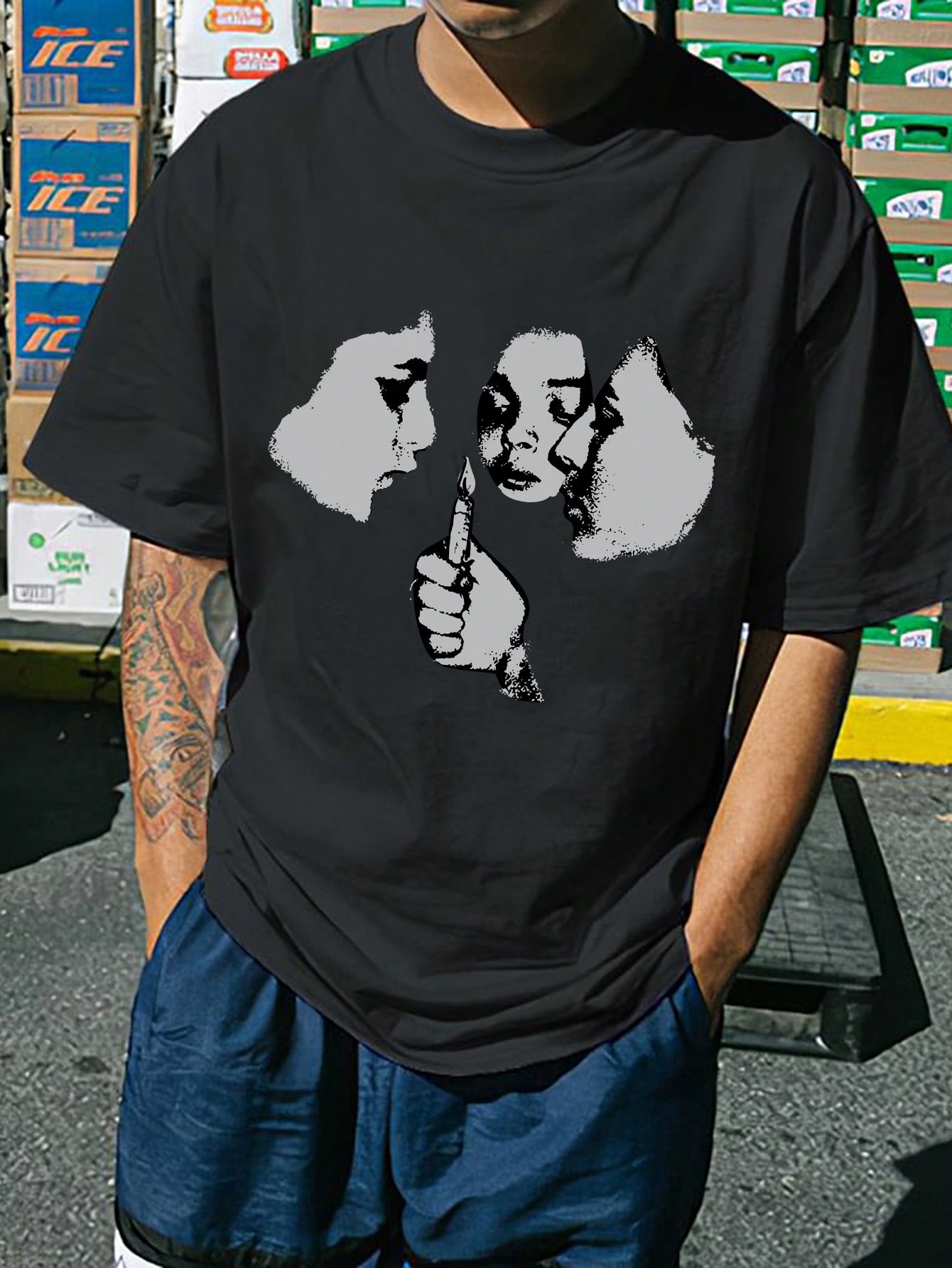 Men'S Character Printed Short Sleeve T-Shirt