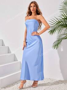 LOVE&LEMONADE Ladies' Solid Color Simple Style Everyday Strapless Dress Elegant Bridesmaid Dress