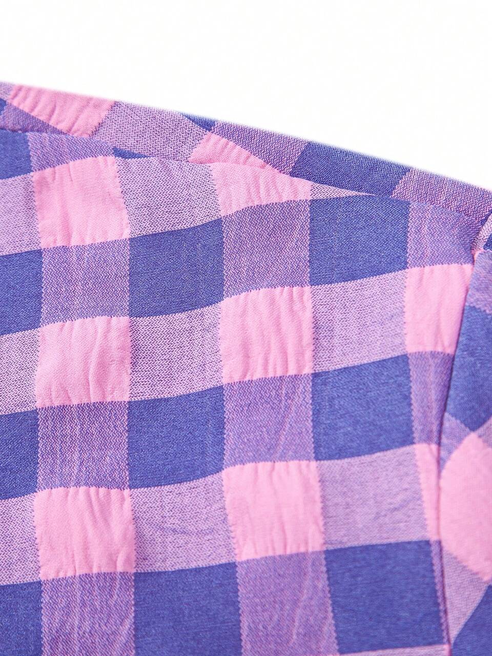 Men's Spring Summer Plaid Turn-Down Collar Long Sleeve Casual Shirt