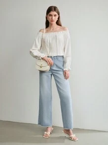 MOTF STUDIO SOLID RAW EDGE STRAIGHT LEG JEANS