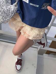 DAZY Women's Sweet Multilayer Mesh Skort For Summer