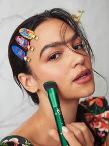 Frida Kahlo X SHEIN 6pcs Flower And Butterfly Print Crease-Free Hair Clips, These Hair Clips Leave No Marks