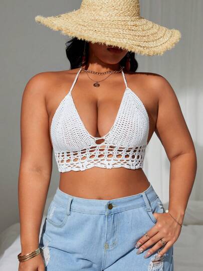 SHEIN Swim Curve 夏季沙灘大尺碼女士純色簡單日常遮罩衣