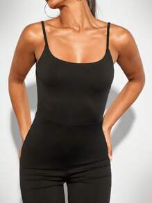 SHEIN BAE Combinaison évasée dos nu, unicolore et sexy, idéale pour un port quotidien, la mode de rue et les sorties d'été - Gris - Voir 5