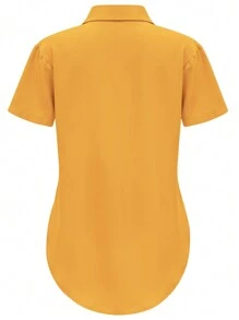 Women's Fashion Colorful Button Short Sleeve Shirt,Short Sleeve Tops