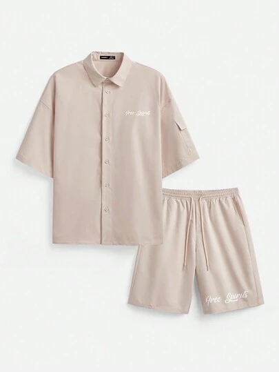 Manfinity VCAY เสื้อเชิ้ตทอลายอังกฤษพิมพ์ลายหลวมสำหรับฤดูร้อนของผู้ชาย