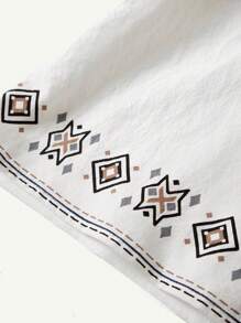 Cozy Pixies Baby Boy Traditional Patterned Short Sleeve Pullover With Stand Collar - White - View 4