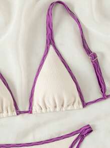 SHEIN Swim Women Sexy Contrast Color Bikini Set For Vacation,Summer Beach