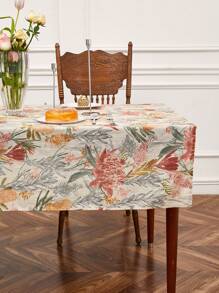 LongNap™ 1 Stück Tischdecke aus rechteckigem Leinen mit floralem Muster und 170GSM, Flecken resistent, faltenfreie dekorative elegante Tischabdeckung aus Stoff für das Esszimmer/Party/Buffet/Hochzeit