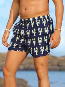 Surfspeed Men's Animal Printed Drawstring Shorts With Pockets For Summer Beach - Multicolor - View 5