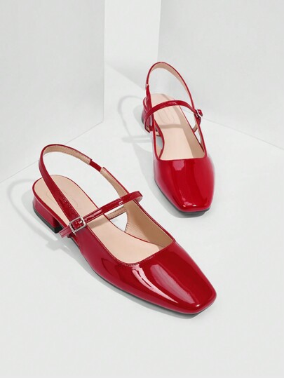 CUCCOO BIZCHIC أحذية نسائية بطراز "ماري جين" الأحمر، بنعل منخفض مريح ، أصبع مربع، مناسبة للتخرج والحفلات، كعوب للصيف والكريسماس والعام الجديد والعطلات