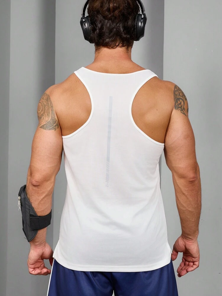 Boyfriend Style Men's Letter Printed Casual Summer Sports T-Shirt & Tank Top Workout Tops