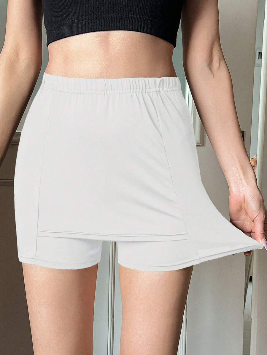 DAZY Quần short nam eo co giãn đơn giản cho nữ - trắng - Xem 1